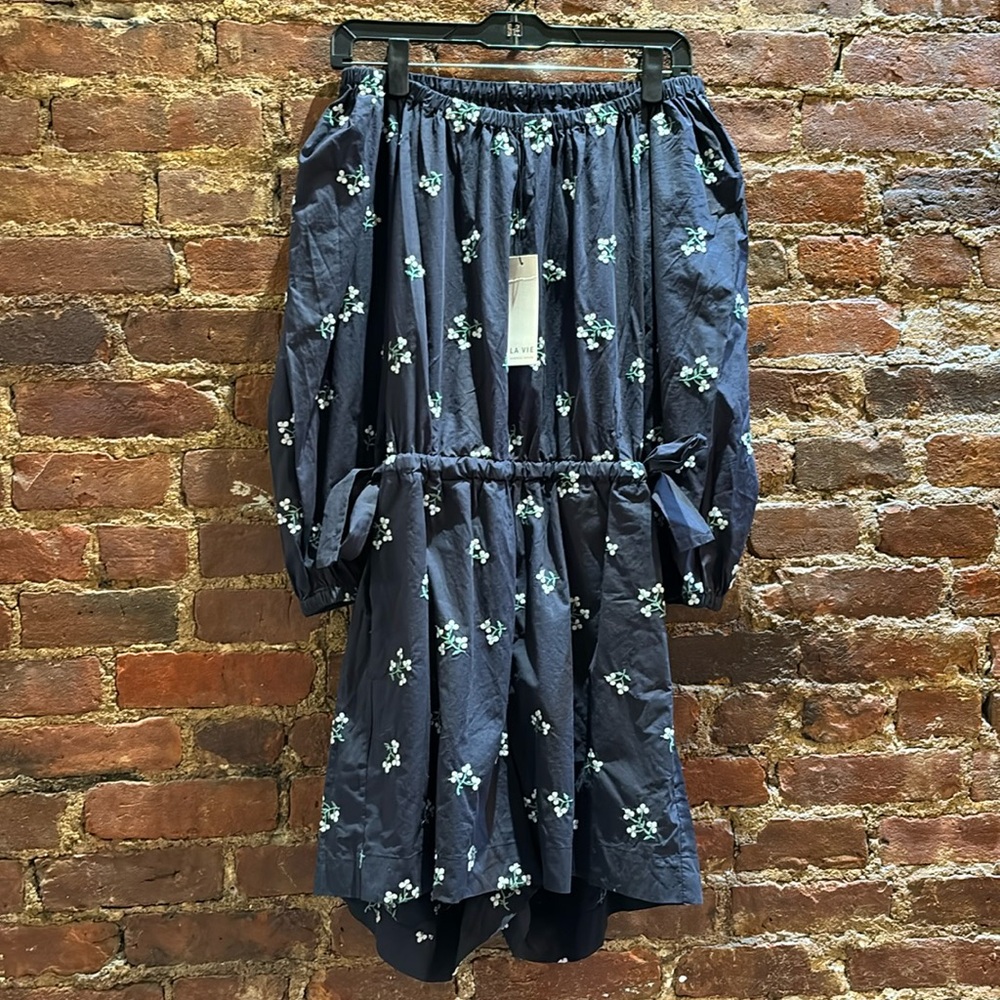 LA VIE REBECCA TAYLOR CUT OUT EMBROIDERED FLORAL JUMPSUIT SIZE L NWT